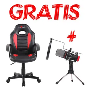 Fotel dla dzieci Red Fighter C5, czarno-czerwony, + mikrofon Marvo MIC-02